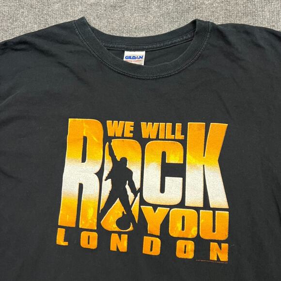 Vintage 90s Y2K We Will Rock You Queen London T Shirt Men's L Black - Picture 1 of 9